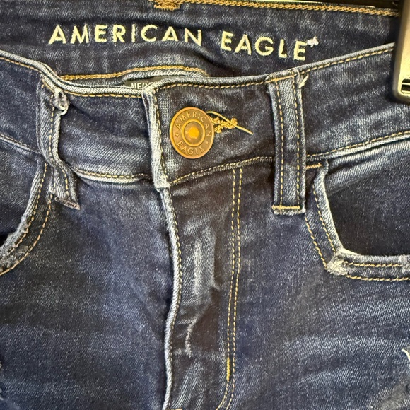 American Eagle Outfitters Dark Blue Distressed Skinny Jeans - Picture 2 of 4